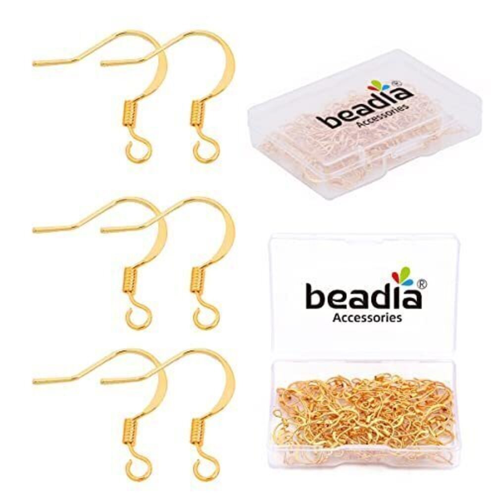 4343 18K Gold Plated Earring Hooks 16x16mm 100pcs for Jewelry Making